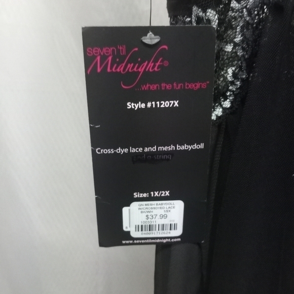 Seven til Midnight Cross dye Lace & Mash Babydoll Top, size 1X/2X , Black /Wht - Picture 5 of 13
